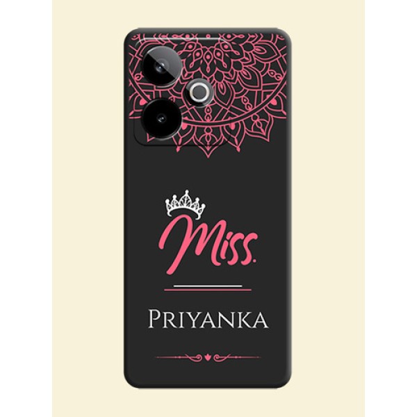 Mrs Name with Floral Design On Space Black Custom Soft Matte Mobile Back Cover - Realme GT 7 5G Mrs Name with Floral Design On Space Black Custom Soft Matte Mobile Back Cover - Realme GT 7 5G