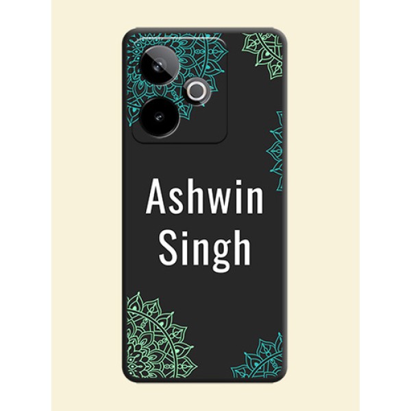 Your Name with Floral Design On Space Black Custom Soft Matte Mobile Back Cover - Realme GT 7 5G Your Name with Floral Design On Space Black Custom Soft Matte Mobile Back Cover - Realme GT 7 5G