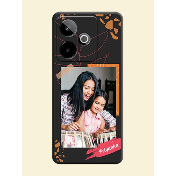 Orange Photo Frame On Space Black Custom Soft Matte Mobile Back Cover - Realme GT 7 5G Orange Photo Frame On Space Black Custom Soft Matte Mobile Back Cover - Realme GT 7 5G