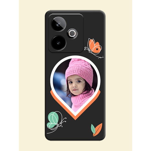 Upload Pic With Simple Butterly Design On Space Black Custom Soft Matte Mobile Back Cover - Realme GT 7 5G Upload Pic With Simple Butterly Design On Space Black Custom Soft Matte Mobile Back Cover - Realme GT 7 5G