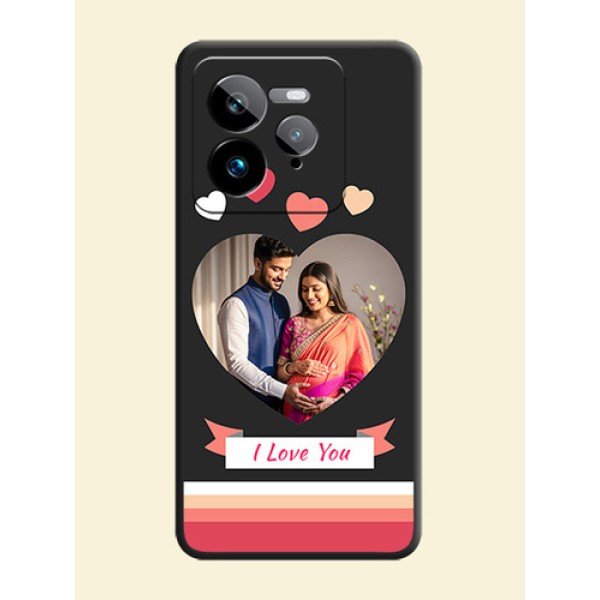 Love Shaped Photo with Colorful Stripes On Space Black Custom Soft Matte Mobile Back Cover - Realme GT 7 Pro Love Shaped Photo with Colorful Stripes On Space Black Custom Soft Matte Mobile Back Cover - Realme GT 7 Pro