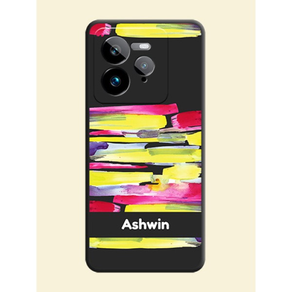 Brush Coloured On Space Black Custom Soft Matte Mobile Back Cover - Realme GT 7 Pro Brush Coloured On Space Black Custom Soft Matte Mobile Back Cover - Realme GT 7 Pro