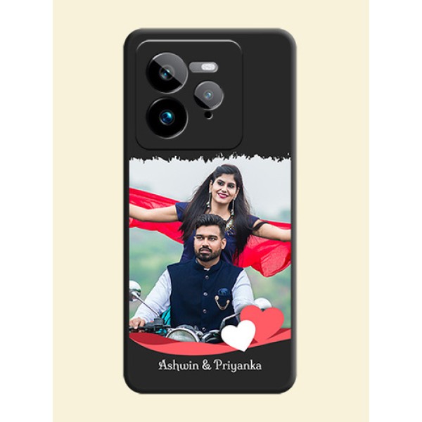 Pin Color Love Shaped Ribbon Design with Text On Space Black Custom Soft Matte Mobile Back Cover - Realme GT 7 Pro Pin Color Love Shaped Ribbon Design with Text On Space Black Custom Soft Matte Mobile Back Cover - Realme GT 7 Pro