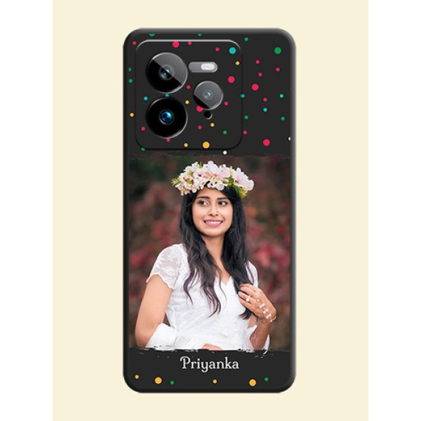 Multicolor Dotted Pattern with Text On Space Black Custom Soft Matte Mobile Back Cover - Realme GT 7 Pro Multicolor Dotted Pattern with Text On Space Black Custom Soft Matte Mobile Back Cover - Realme GT 7 Pro