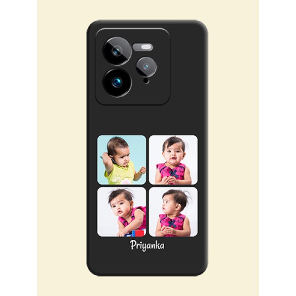 Floral Art with 6 Image Holder on Photo On Space Black Custom Soft Matte Mobile Back Cover - Realme GT 7 Pro Floral Art with 6 Image Holder on Photo On Space Black Custom Soft Matte Mobile Back Cover - Realme GT 7 Pro