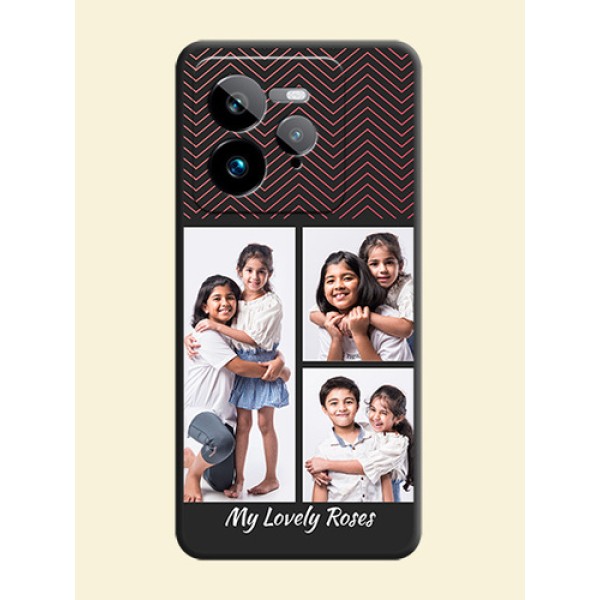 Wave Pattern with 3 Image Holder On Space Black Custom Soft Matte Mobile Back Cover - Realme GT 7 Pro