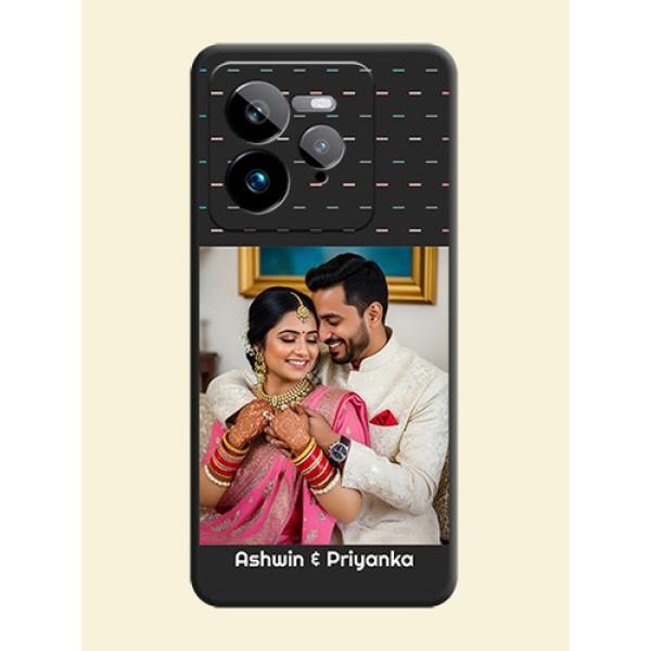 Line Pattern Design with Text On Space Black Custom Soft Matte Mobile Back Cover - Realme GT 7 Pro