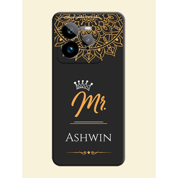 Mr Name with Floral Design On Space Black Custom Soft Matte Mobile Back Cover - Realme GT 7 Pro Mr Name with Floral Design On Space Black Custom Soft Matte Mobile Back Cover - Realme GT 7 Pro