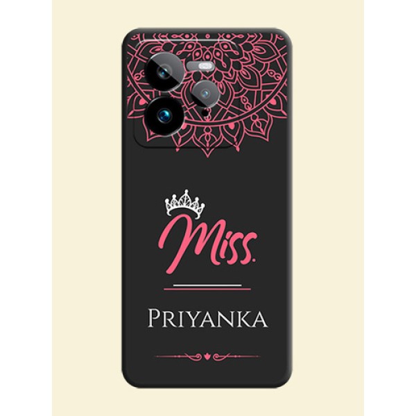 Mrs Name with Floral Design On Space Black Custom Soft Matte Mobile Back Cover - Realme GT 7 Pro Mrs Name with Floral Design On Space Black Custom Soft Matte Mobile Back Cover - Realme GT 7 Pro