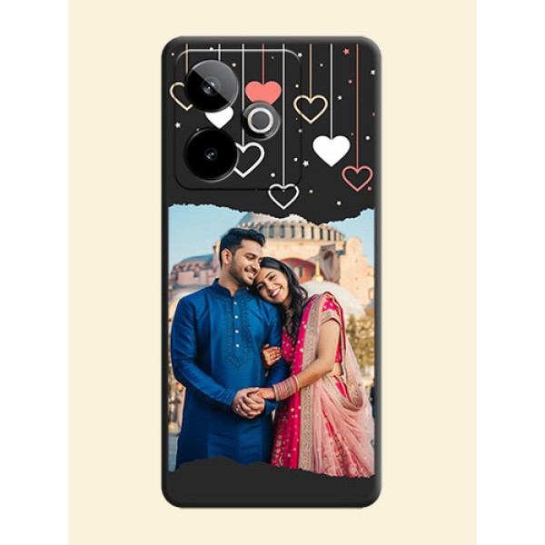 Love Hangings with Splash Wave Picture On Space Black Custom Soft Matte Mobile Back Cover - Realme GT 7T 5G Love Hangings with Splash Wave Picture On Space Black Custom Soft Matte Mobile Back Cover - Realme GT 7T 5G