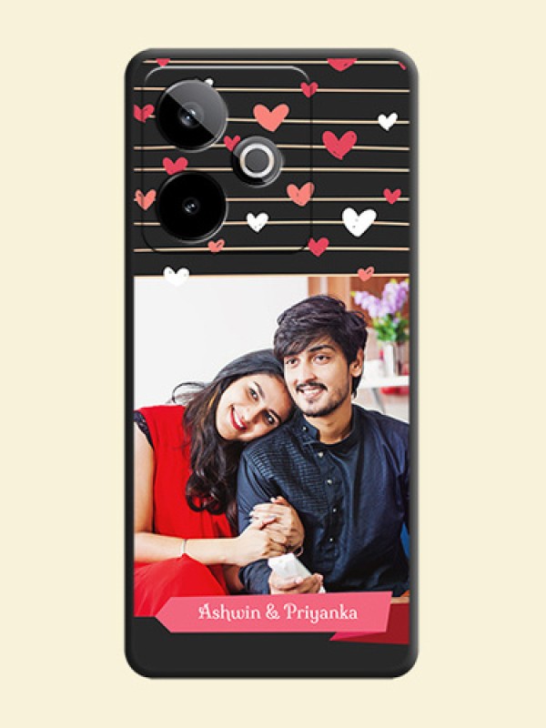 Love Pattern with Name on Pink Ribbon on Photo On Space Black Custom Soft Matte Mobile Back Cover - Realme GT 7T 5G