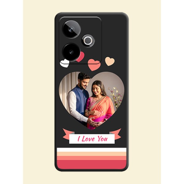 Love Shaped Photo with Colorful Stripes On Space Black Custom Soft Matte Mobile Back Cover - Realme GT 7T 5G Love Shaped Photo with Colorful Stripes On Space Black Custom Soft Matte Mobile Back Cover - Realme GT 7T 5G