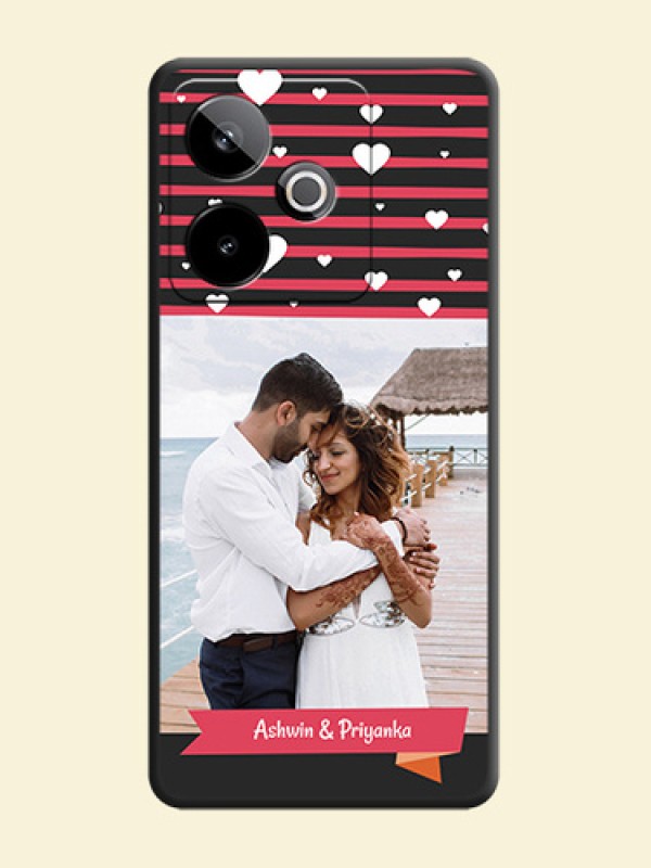 White Color Love Symbols with Pink Lines Pattern On Space Black Custom Soft Matte Mobile Back Cover - Realme GT 7T 5G