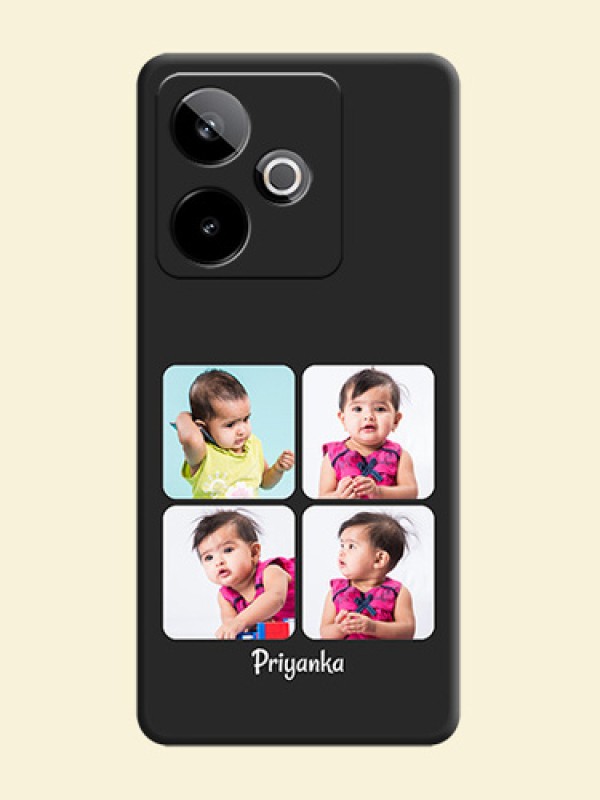 Floral Art with 6 Image Holder on Photo On Space Black Custom Soft Matte Mobile Back Cover - Realme GT 7T 5G