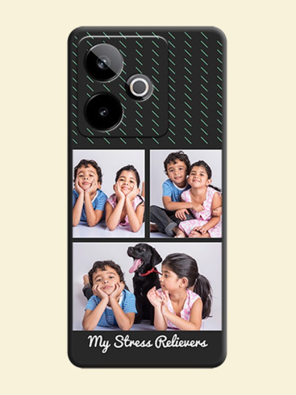 Cross Dotted Pattern with 2 Image Holder On Space Black Custom Soft Matte Mobile Back Cover - Realme GT 7T 5G