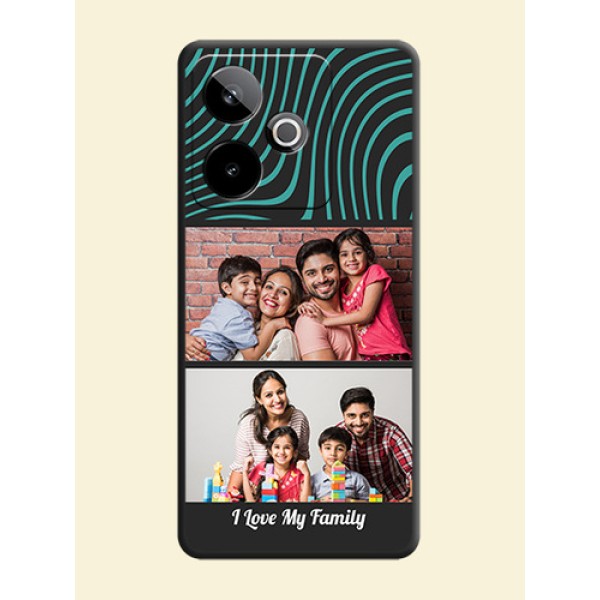Wave Pattern with 2 Image Holder On Space Black Custom Soft Matte Mobile Back Cover - Realme GT 7T 5G Wave Pattern with 2 Image Holder On Space Black Custom Soft Matte Mobile Back Cover - Realme GT 7T 5G