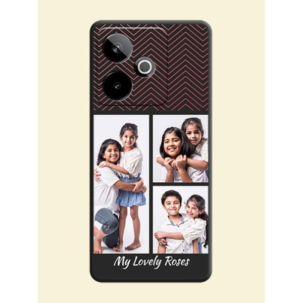 Wave Pattern with 3 Image Holder On Space Black Custom Soft Matte Mobile Back Cover - Realme GT 7T 5G