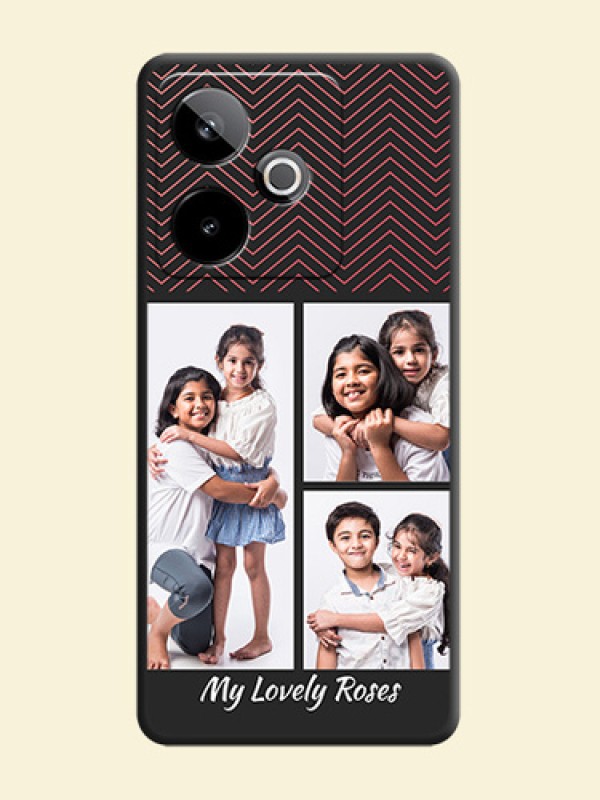 Wave Pattern with 3 Image Holder On Space Black Custom Soft Matte Mobile Back Cover - Realme GT 7T 5G