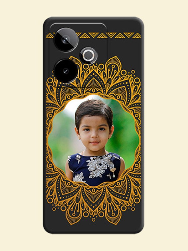 Round Image with Floral Design On Space Black Custom Soft Matte Mobile Back Cover - Realme GT 7T 5G