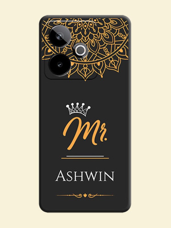 Mr Name with Floral Design On Space Black Custom Soft Matte Mobile Back Cover - Realme GT 7T 5G