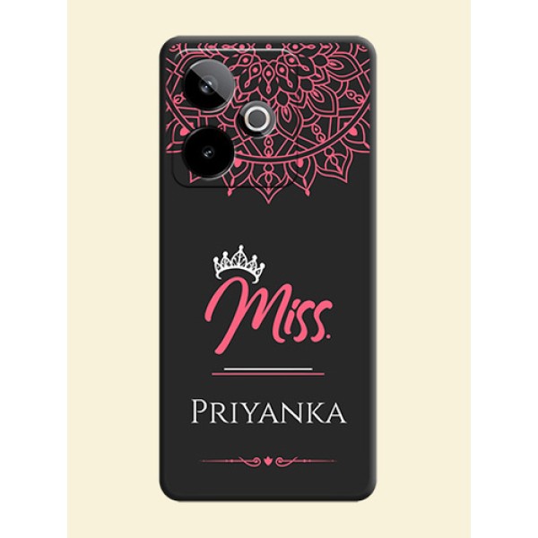 Mrs Name with Floral Design On Space Black Custom Soft Matte Mobile Back Cover - Realme GT 7T 5G Mrs Name with Floral Design On Space Black Custom Soft Matte Mobile Back Cover - Realme GT 7T 5G
