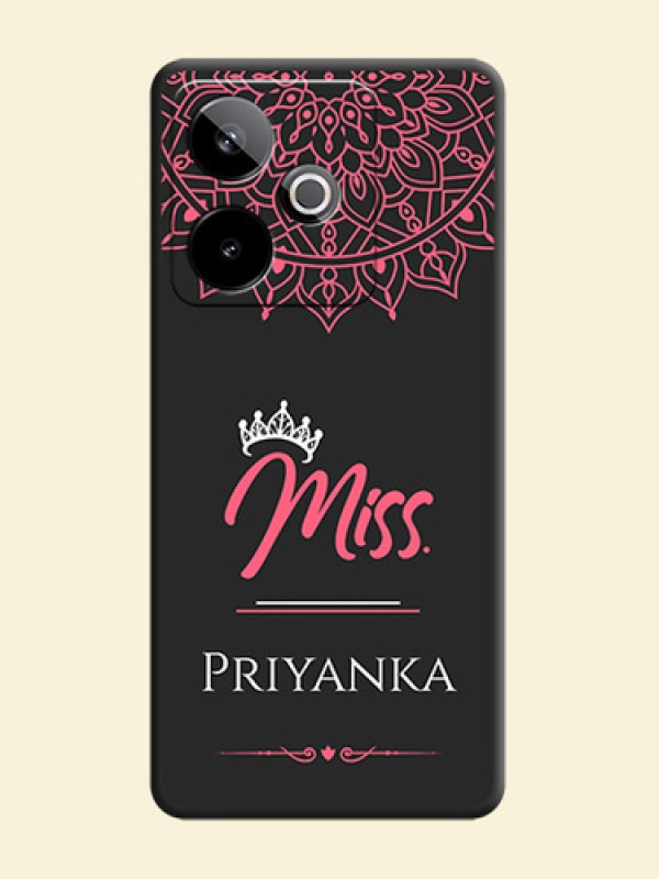 Mrs Name with Floral Design On Space Black Custom Soft Matte Mobile Back Cover - Realme GT 7T 5G