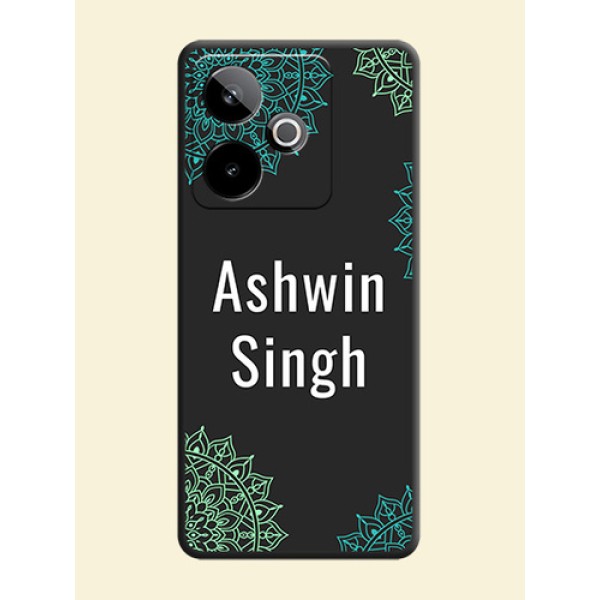 Your Name with Floral Design On Space Black Custom Soft Matte Mobile Back Cover - Realme GT 7T 5G Your Name with Floral Design On Space Black Custom Soft Matte Mobile Back Cover - Realme GT 7T 5G