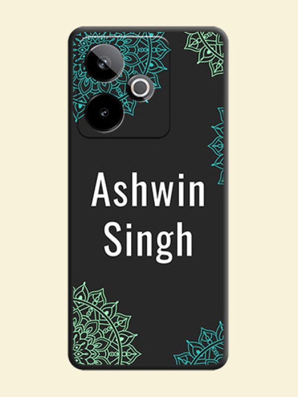 Your Name with Floral Design On Space Black Custom Soft Matte Mobile Back Cover - Realme GT 7T 5G
