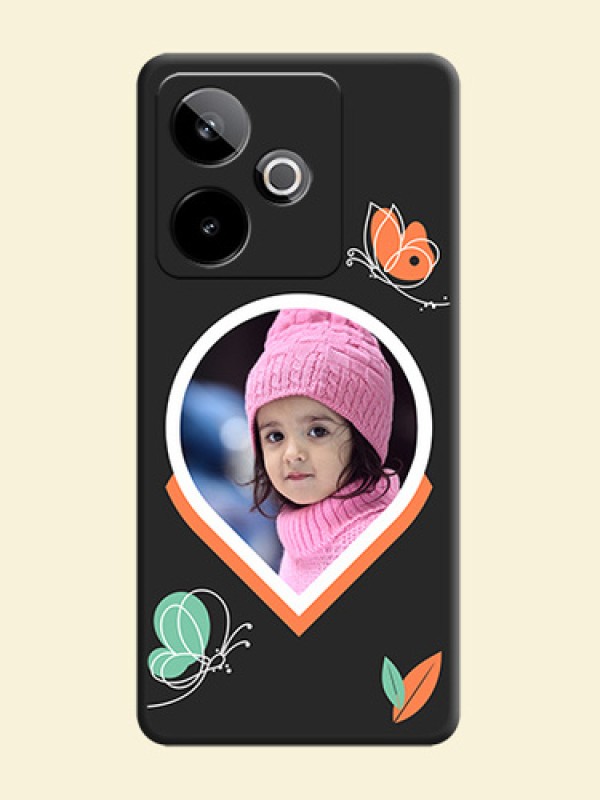 Upload Pic With Simple Butterly Design On Space Black Custom Soft Matte Mobile Back Cover - Realme GT 7T 5G