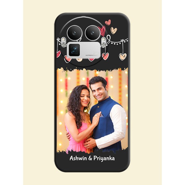 Pink Love Hangings with Name On Space Black Custom Soft Matte Mobile Back Cover - Realme GT 8 Pro