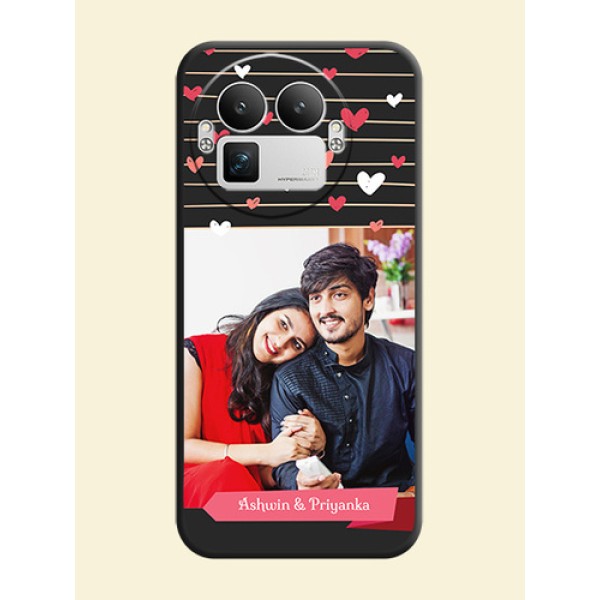 Love Pattern with Name on Pink Ribbon on Photo On Space Black Custom Soft Matte Mobile Back Cover - Realme GT 8 Pro Love Pattern with Name on Pink Ribbon on Photo On Space Black Custom Soft Matte Mobile Back Cover - Realme GT 8 Pro