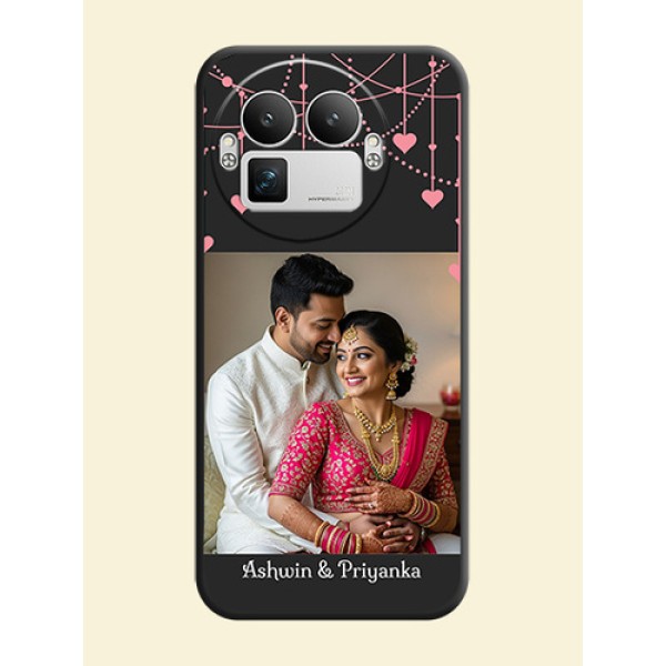 Pink Love Hangings with Text On Space Black Custom Soft Matte Mobile Back Cover - Realme GT 8 Pro Pink Love Hangings with Text On Space Black Custom Soft Matte Mobile Back Cover - Realme GT 8 Pro