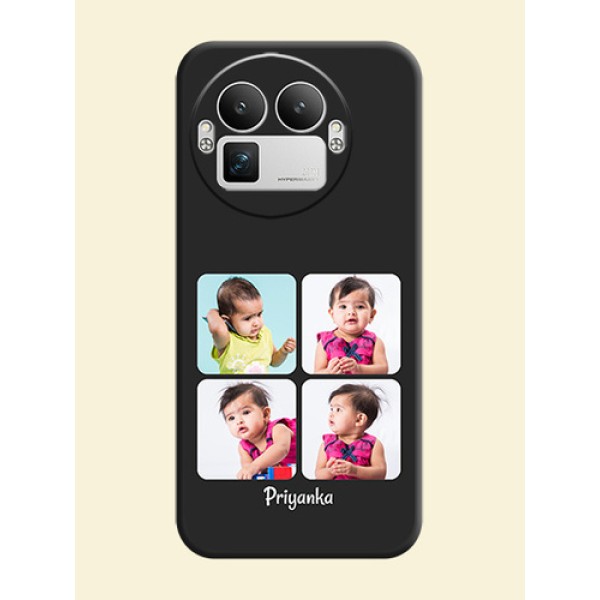 Floral Art with 6 Image Holder on Photo On Space Black Custom Soft Matte Mobile Back Cover - Realme GT 8 Pro Floral Art with 6 Image Holder on Photo On Space Black Custom Soft Matte Mobile Back Cover - Realme GT 8 Pro