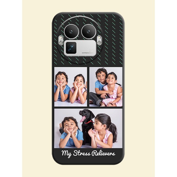 Cross Dotted Pattern with 2 Image Holder On Space Black Custom Soft Matte Mobile Back Cover - Realme GT 8 Pro Cross Dotted Pattern with 2 Image Holder On Space Black Custom Soft Matte Mobile Back Cover - Realme GT 8 Pro