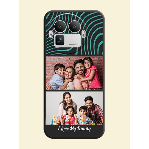 Wave Pattern with 2 Image Holder On Space Black Custom Soft Matte Mobile Back Cover - Realme GT 8 Pro Wave Pattern with 2 Image Holder On Space Black Custom Soft Matte Mobile Back Cover - Realme GT 8 Pro