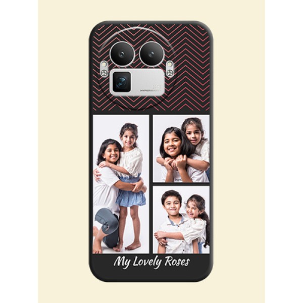 Wave Pattern with 3 Image Holder On Space Black Custom Soft Matte Mobile Back Cover - Realme GT 8 Pro