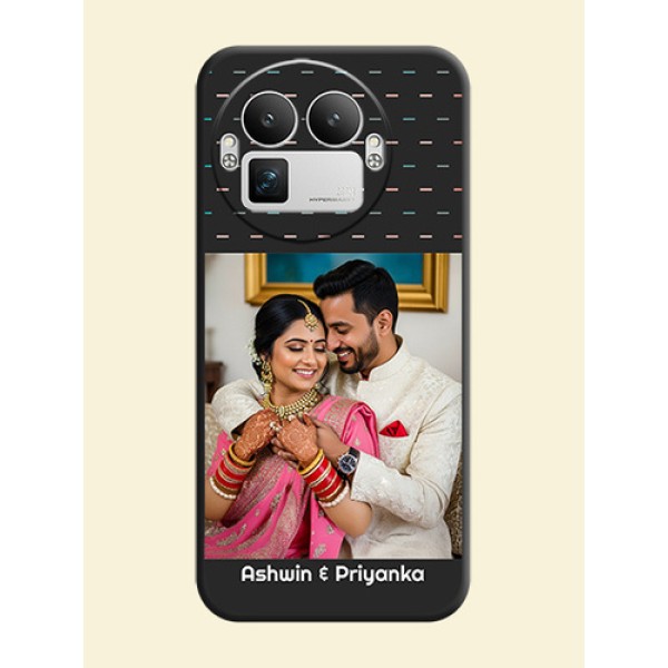 Line Pattern Design with Text On Space Black Custom Soft Matte Mobile Back Cover - Realme GT 8 Pro