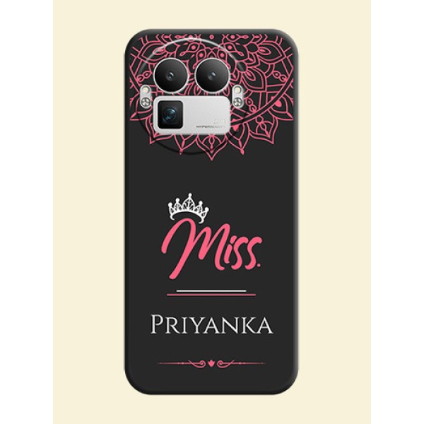 Mrs Name with Floral Design On Space Black Custom Soft Matte Mobile Back Cover - Realme GT 8 Pro Mrs Name with Floral Design On Space Black Custom Soft Matte Mobile Back Cover - Realme GT 8 Pro