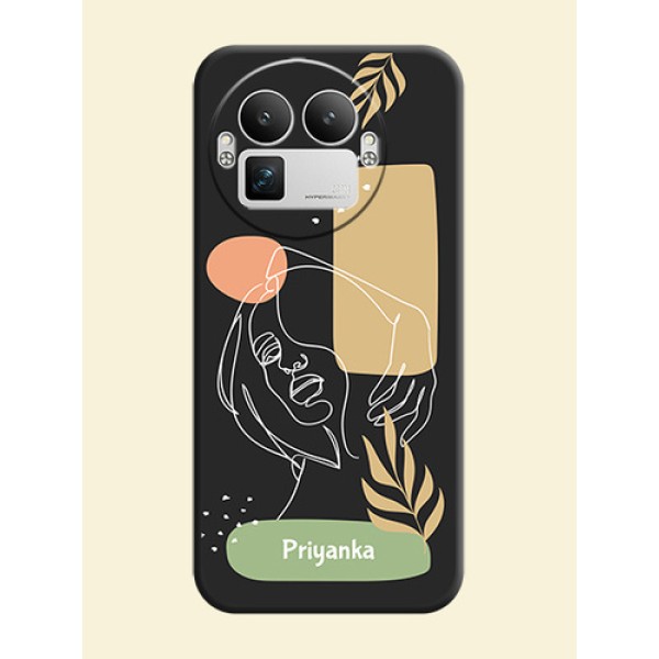 Custom Text With Line Art Of Women & Leaves Design On Space Black Custom Soft Matte Mobile Back Cover - Realme GT 8 Pro Custom Text With Line Art Of Women & Leaves Design On Space Black Custom Soft Matte Mobile Back Cover - Realme GT 8 Pro