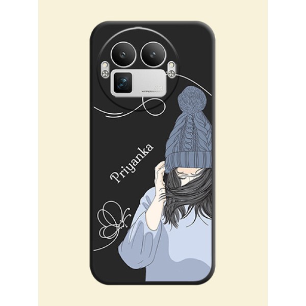 Girl With Blue Winter Outfiit Custom Text Design On Space Black Custom Soft Matte Mobile Back Cover - Realme GT 8 Pro Girl With Blue Winter Outfiit Custom Text Design On Space Black Custom Soft Matte Mobile Back Cover - Realme GT 8 Pro