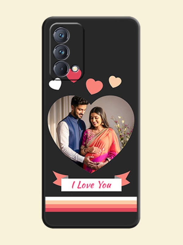 Love Shaped Photo with Colorful Stripes on Personalised Space Black Soft Matte Cases - Realme GT Master