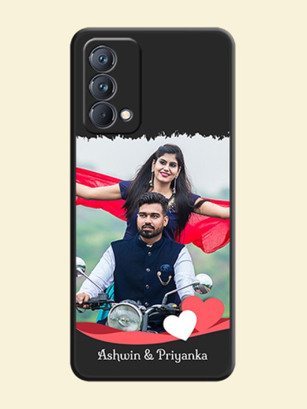 Pin Color Love Shaped Ribbon Design with Text on Space Black Custom Soft Matte Phone Back Cover - Realme GT Master