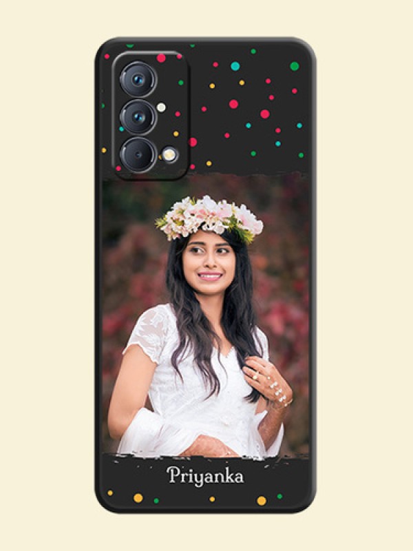 Multicolor Dotted Pattern with Text on Space Black Custom Soft Matte Phone Back Cover - Realme GT Master