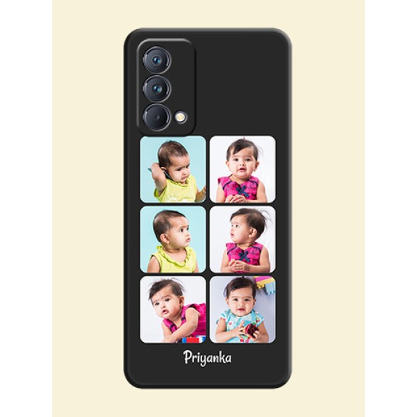 Floral Art with 6 Image Holder on Photo on Space Black Soft Matte Mobile Case - Realme GT Master