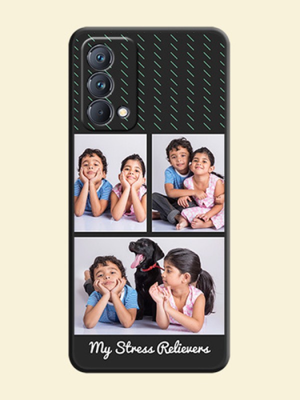 Cross Dotted Pattern with 2 Image Holder  on Personalised Space Black Soft Matte Cases - Realme GT Master