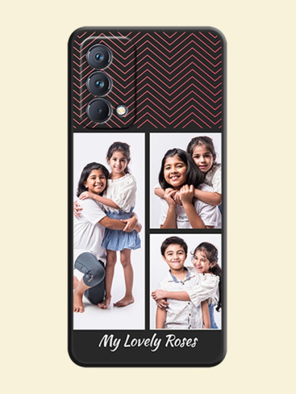 Wave Pattern with 3 Image Holder on Space Black Custom Soft Matte Back Cover - Realme GT Master