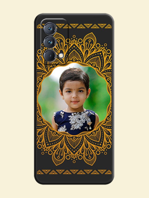Round Image with Floral Design on Photo on Space Black Soft Matte Mobile Cover - Realme GT Master