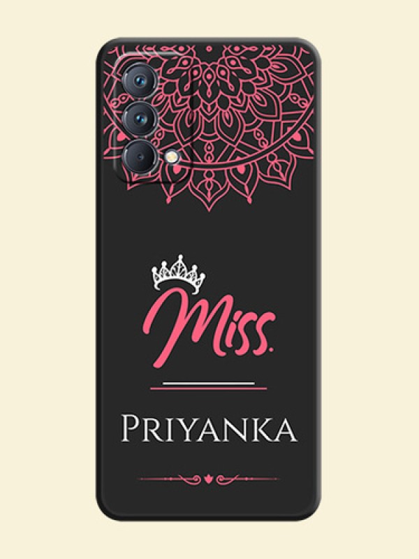 Mrs Name with Floral Design on Space Black Personalized Soft Matte Phone Covers - Realme GT Master