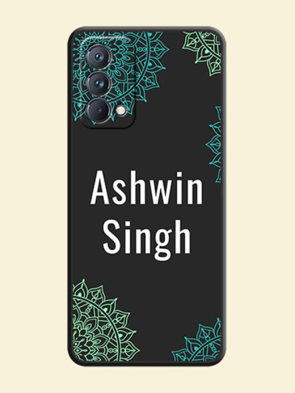 Your Name with Floral Design on Space Black Custom Soft Matte Back Cover - Realme GT Master