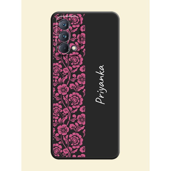 Pink Floral Pattern Design With Custom Text On Space Black Personalized Soft Matte Phone Covers -Realme Gt Master Pink Floral Pattern Design With Custom Text On Space Black Personalized Soft Matte Phone Covers -Realme Gt Master